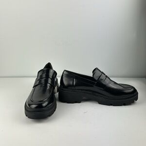 ZARA CHUNKY SOLE BLACK PATENT LOAFERS SIZE 9 NWOT